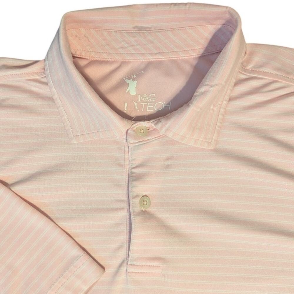F&G Tech Stretch Performance Golf Polo Shirt Pink White Mens Size Large